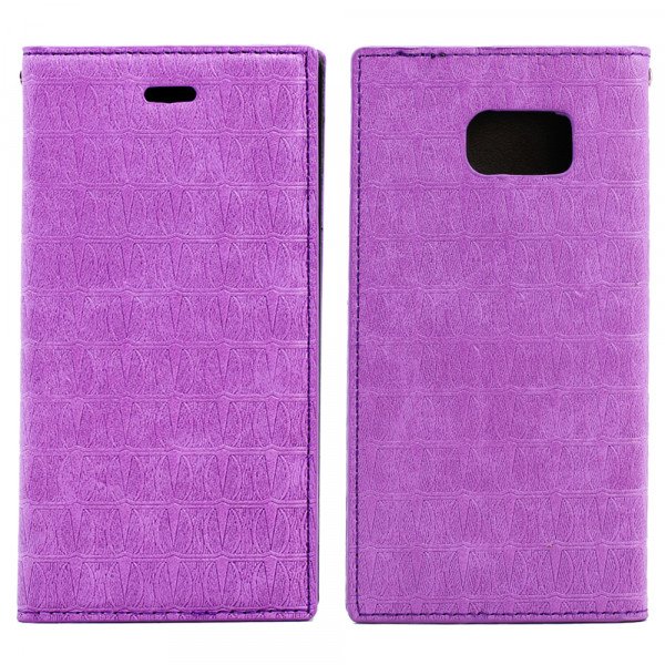 Wholesale Samsung Galaxy S6 Slim Wave Magnetic Flip Leather Wallet Case (Purple)